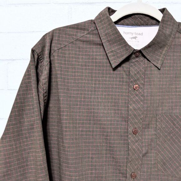 HORNY TOAD Brown Check Button Up Shirt M - Picture 2 of 9